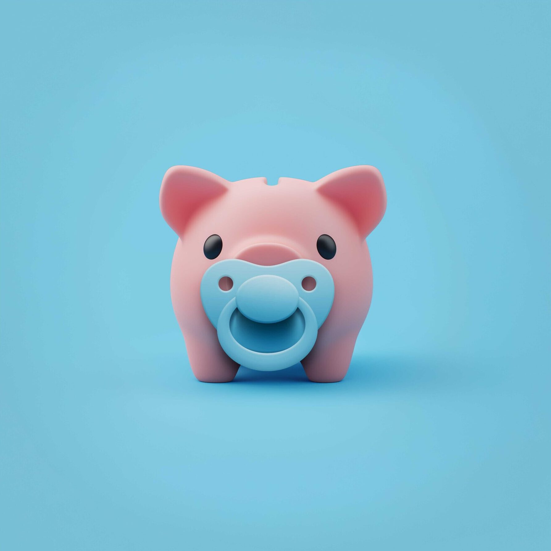 Baby piggy bank with a pacifier