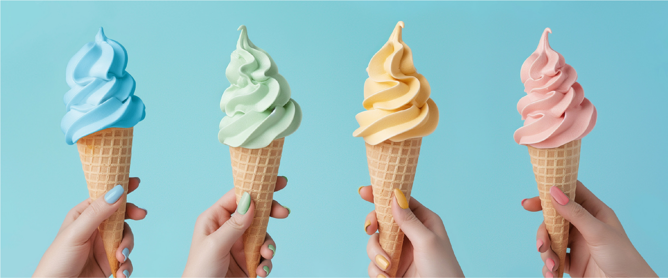 Bunte Eiswaffeln, die die Vielfalt der Vorteile bei Nexova darstellen